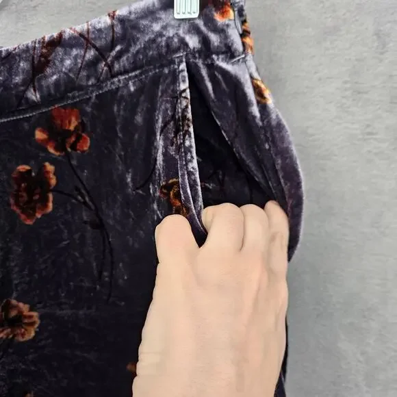 Anthropologie Ett Twa Jessie Velvet Wide Leg Pants Floral Burnout Boho Size Xs - Picture 3 of 9